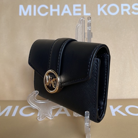 MICHAEL KORS CARMEN MEDIUM LOGO AND FAUX LEATHER WALLET BLACK - Picture 3 of 16